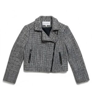 Anthropologie Gemma Tweed Cupcakes & Cashmere Black & White Cropped Moto Blazer